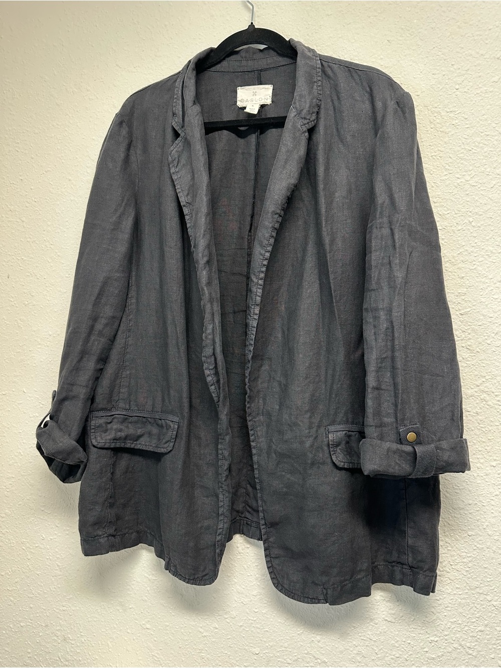 Caslon Charcoal Open-Front 100% Linen Relaxed Oversized Blazer